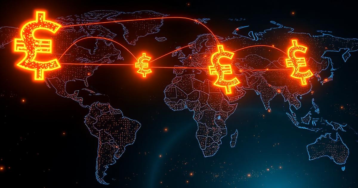 Leuchtende Währungssymbole über einer digitalen Weltkarte – Forex-Trading Grundlagen